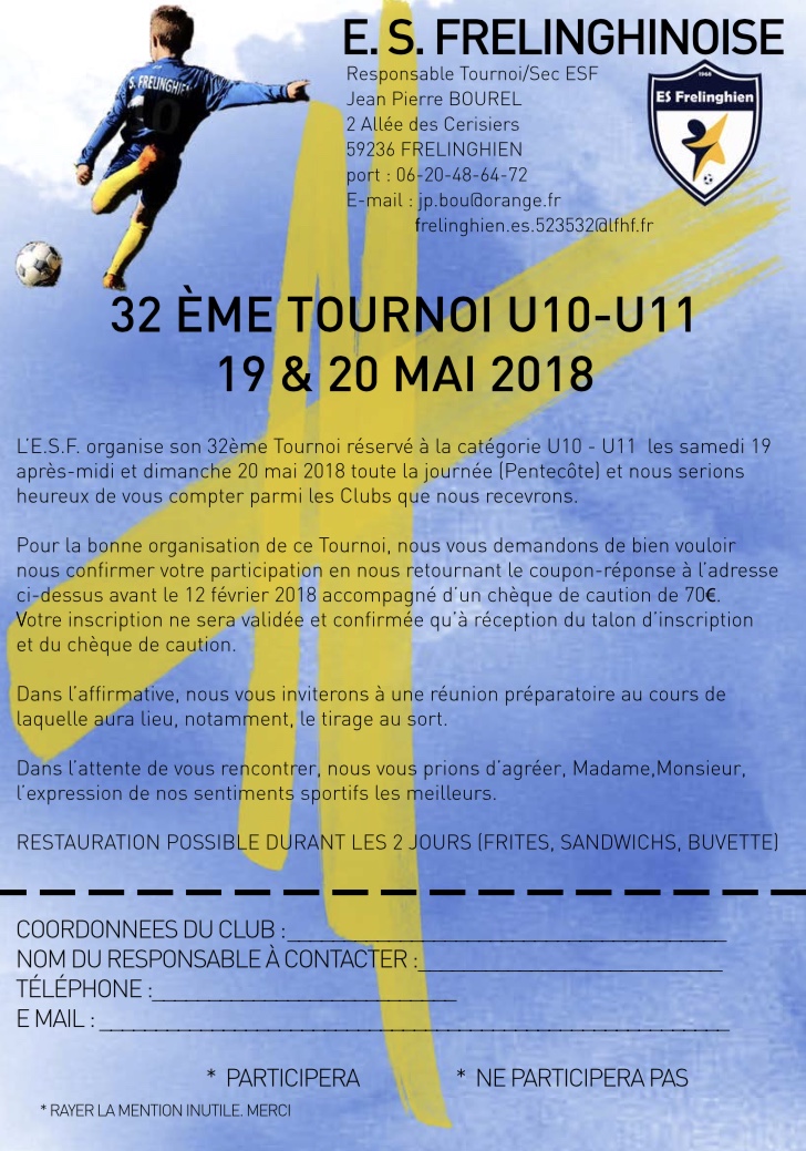 Invitation 32e Tournoi U11 DISTRICT ESCAUT DE FOOTBALL